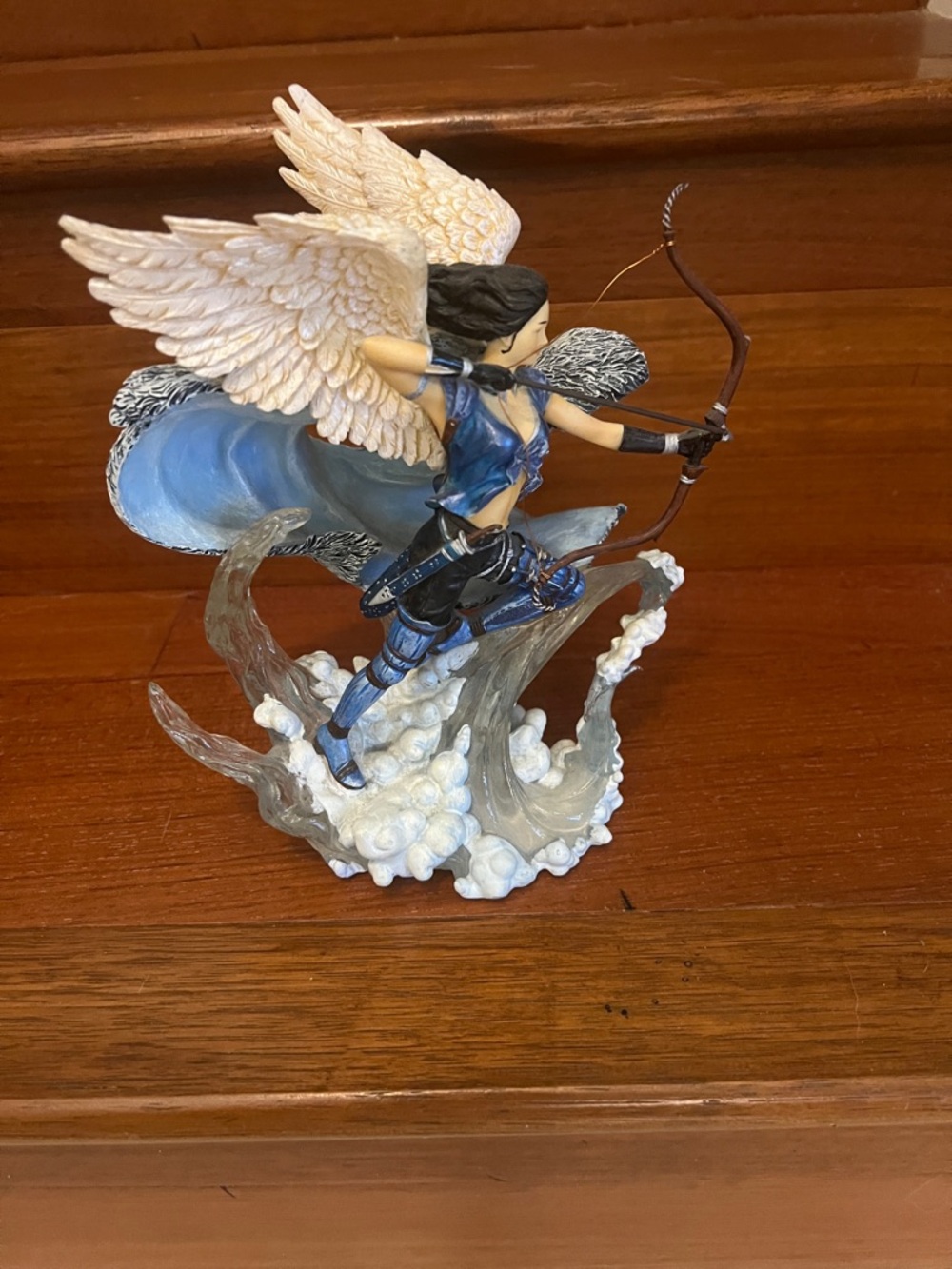 Danbury Mint Winged Archer Figurine in Blue and White